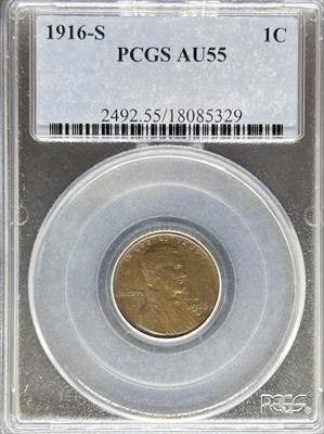 1916-S Lincoln Cent AU55 PCGS