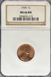1958 Lincoln Cent MS66RD NGC