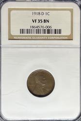 1918-D Lincoln Cent VF35BN NGC