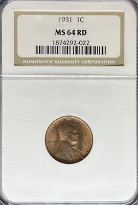 1931 Lincoln Cent MS64RD NGC