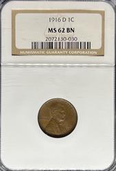1916-D Lincoln Cent MS62BN NGC