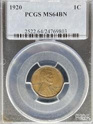 1920 Lincoln Cent MS64BN PCGS