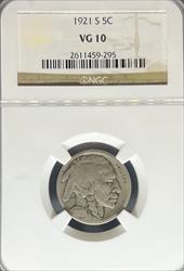 1921-S Buffalo Nickel VG10 NGC