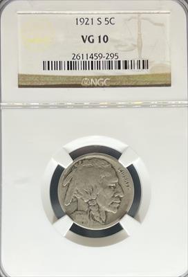 1921-S Buffalo Nickel VG10 NGC