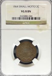 1864 Two Cent VG8 NGC Small Motto