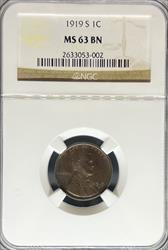 1919-S Lincoln Cent MS63BN NGC