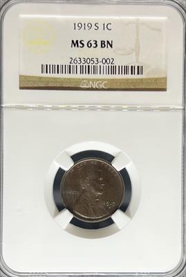 1919-S Lincoln Cent MS63BN NGC