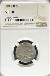 1918-D Buffalo Nickel VG10 NGC