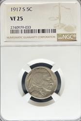 1917-S Buffalo Nickel VF25 NGC