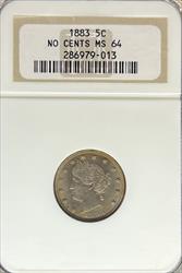 1883 Liberty Nickel MS64 NGC No Cents