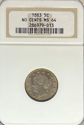 1883 Liberty Nickel MS64 NGC No Cents