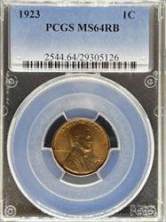 1923 Lincoln Cent MS64RB PCGS