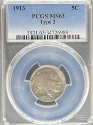 1913 T2 Buffalo Nickel MS63 PCGS