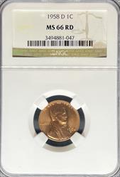 1958-D Lincoln Cent MS66RD NGC