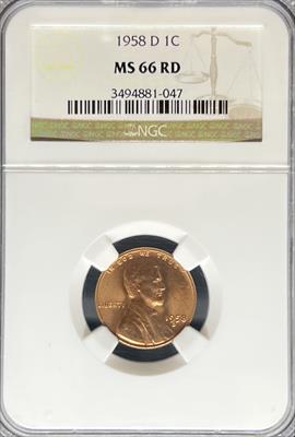 1958-D Lincoln Cent MS66RD NGC