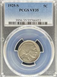 1925-S Buffalo Nickel VF35 PCGS