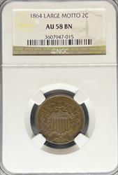 1864 Two Cent AU58BN NGC Large Motto