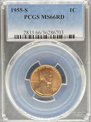 1955-S Lincoln Cent MS66RD PCGS