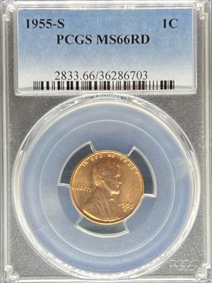 1955-S Lincoln Cent MS66RD PCGS