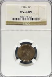 1916 Lincoln Cent MS64BN NGC
