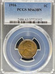 1916 Lincoln Cent MS63BN PCGS