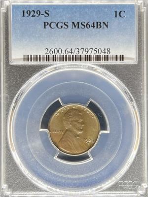 1929-S Lincoln Cent MS64BN PCGS