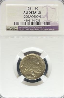 1921 Buffalo Nickel AU DETAILS NGC