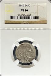 1919-D Buffalo Nickel VF20 NGC