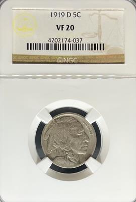 1919-D Buffalo Nickel VF20 NGC