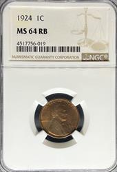 1924 Lincoln Cent MS64BN NGC