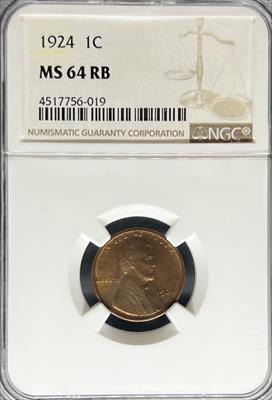 1924 Lincoln Cent MS64BN NGC