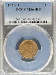 1931-D Lincoln Cent MS64RB PCGS