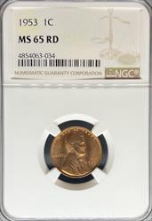 1953 Lincoln Cent MS65RD NGC