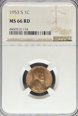 1953-S Lincoln Cent MS66RD NGC