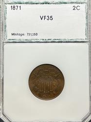 1871 Two Cent VF35 PCI