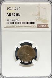 1924-S Lincoln Cent AU50BN NGC