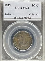 1835 Classic Head Half Cent XF40 PCGS