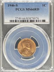 1946-S Lincoln Cent MS66RD PCGS