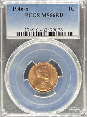 1946-S Lincoln Cent MS66RD PCGS