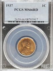 1937 Lincoln Cent MS66RD PCGS