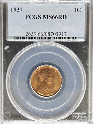 1937 Lincoln Cent MS66RD PCGS