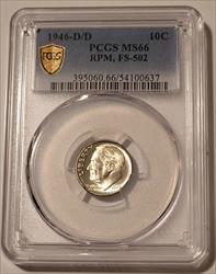 1946 D/D Roosevelt Dime RPM FS-502 MS66 PCGS