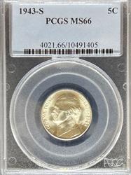1943-S JeffersonNickel MS66 PCGS