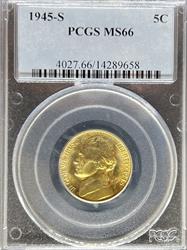 1945-S Jefferson Nickel MS66 PCGS