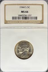 1944-S Jefferson Nickel MS66 NGC