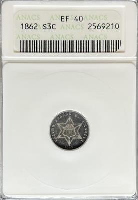 1862 Three Cent Silver EF40 ANACS