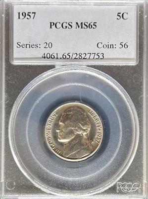 1957 Jefferson Nickel MS65 PCGS OGH