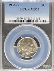 1936-S Buffalo Nickel MS65 PCGS