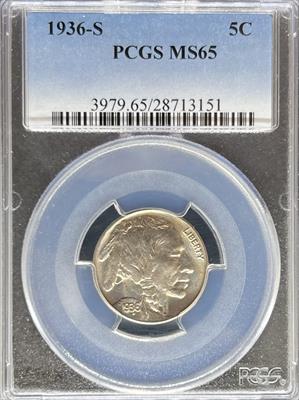 1936-S Buffalo Nickel MS65 PCGS