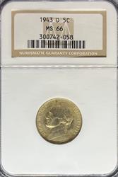 1943-D Jefferson Nickel MS66 NGC